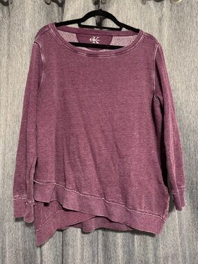 Calvin Klein Plum Layered Hem Lightweight Pullover